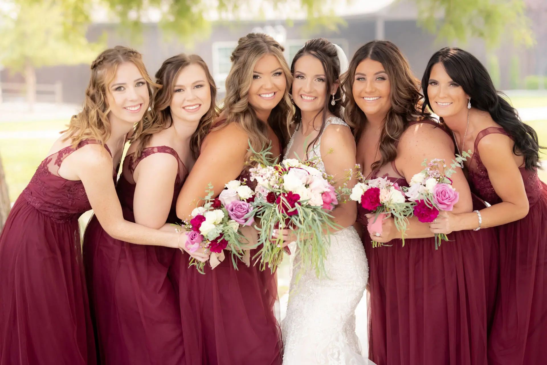 The beautiful bride and her beautiful bridesmaids