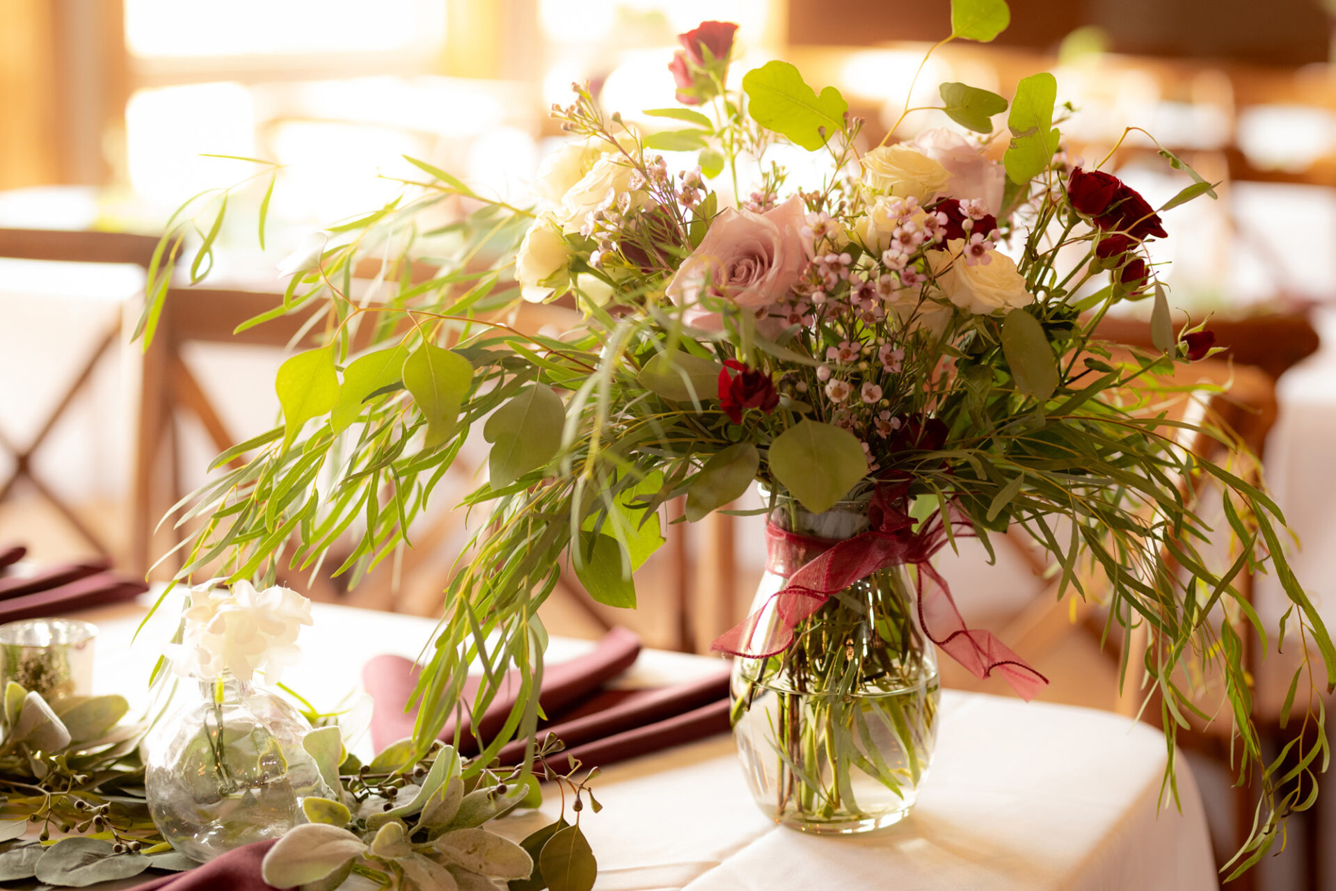Flower arrangement on tables